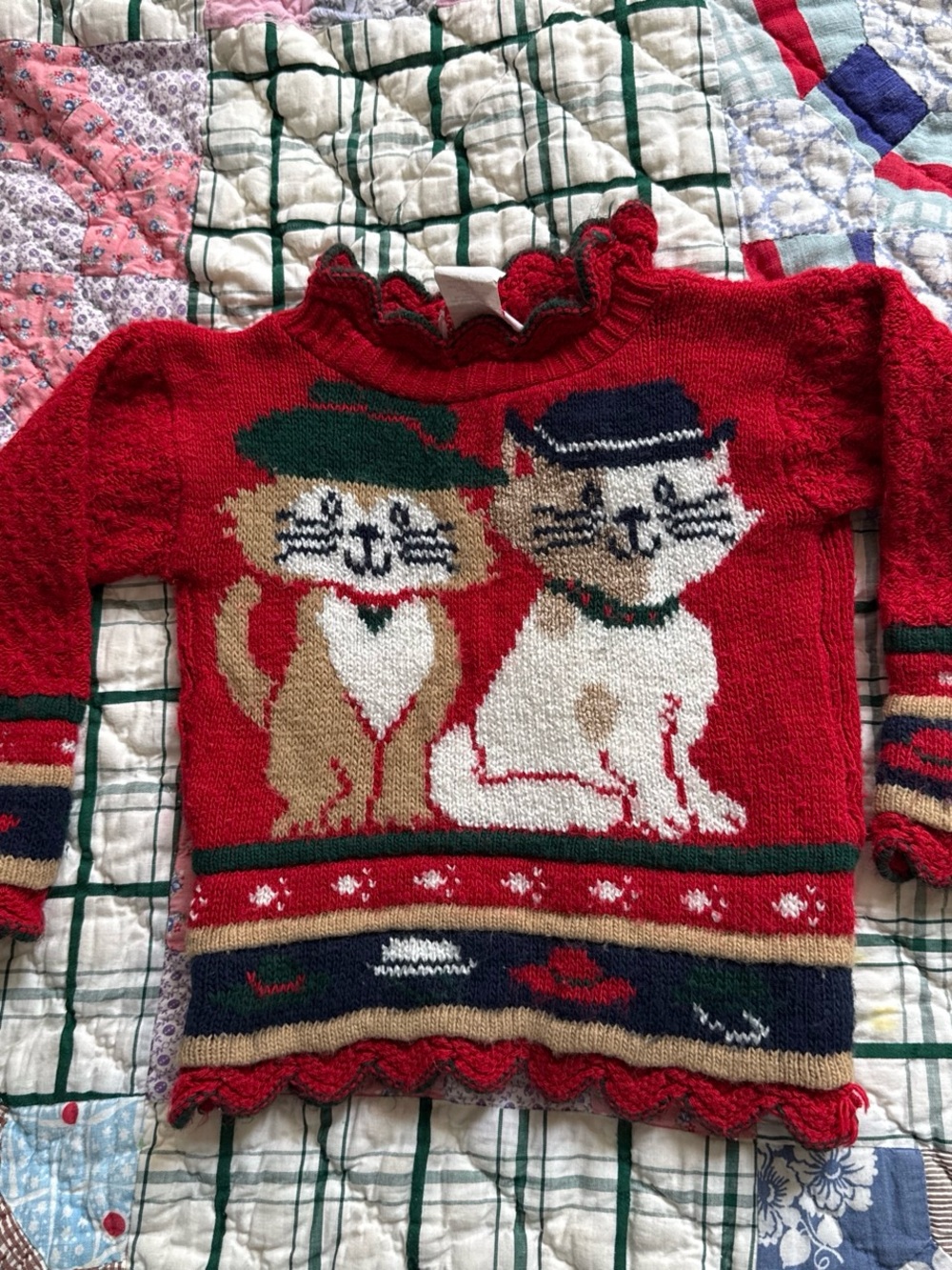Vintage made in USA cat sweater 2T